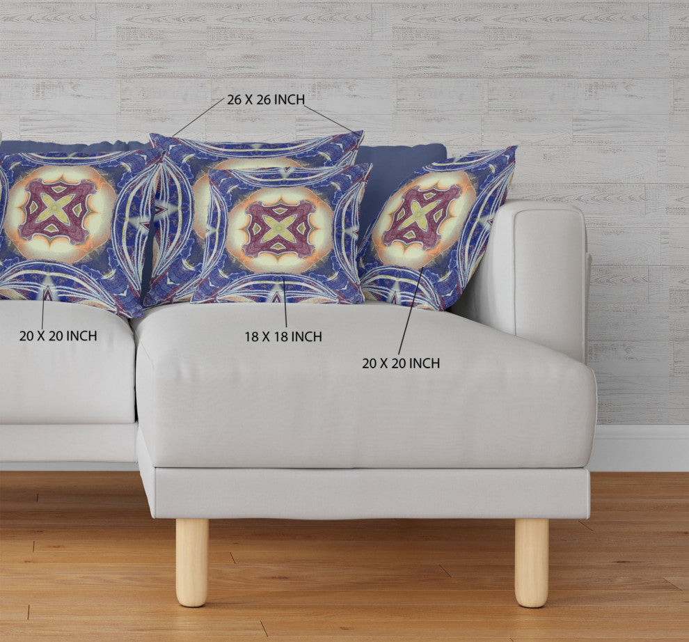 18" Indigo Cream Geo Tribal Suede Throw Pillow