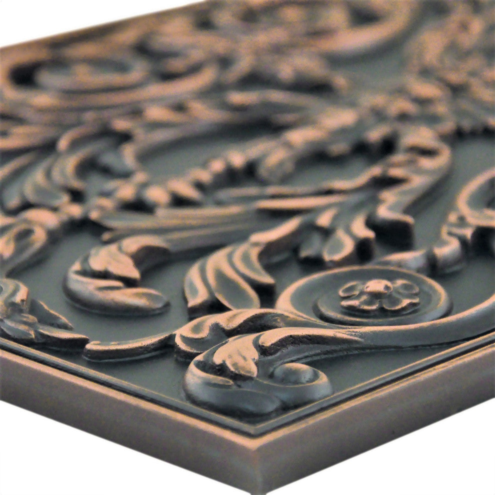 Viola Oil Rubbed Bronze Matte Finish 12"x 18" Hand Made Metal Mural Tile