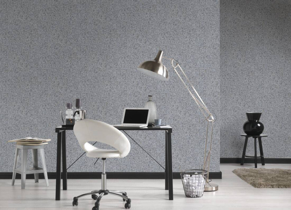 Plain Textured Wallpaper, Scattered Spots, Gray Silver, 1 Roll