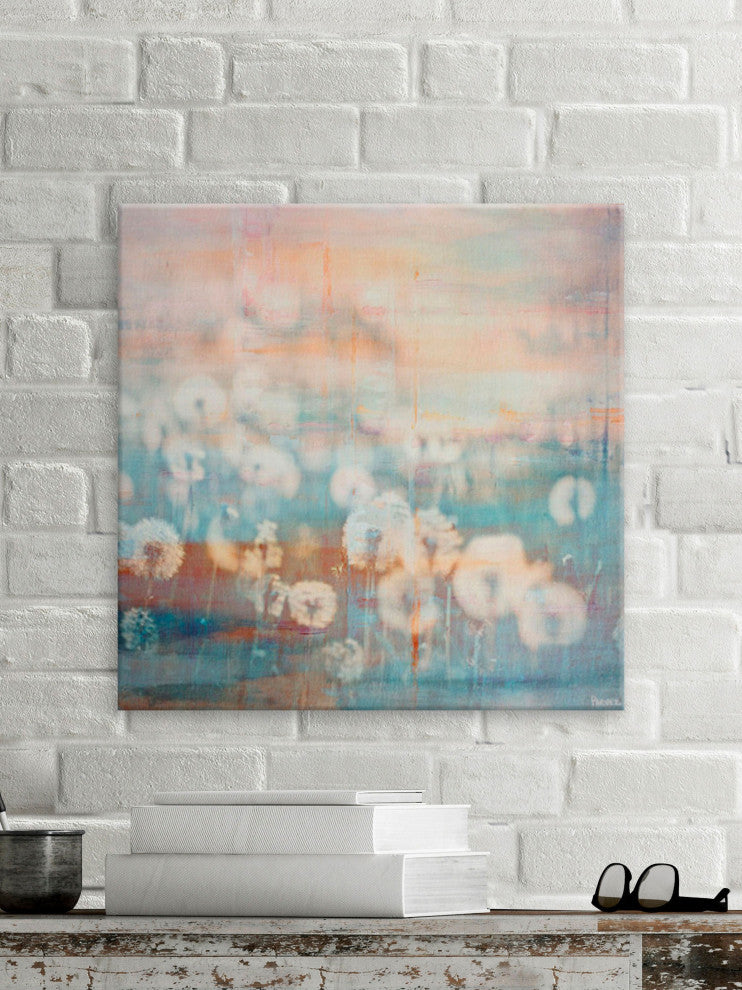 "Hazy Dandelions" Painting Print on Wrapped Canvas, 48"x48"