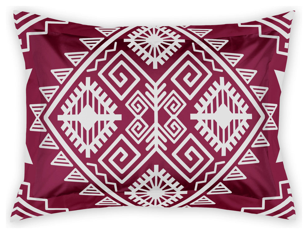 Maroon Tribal Print Standard Brushed Poly Sham