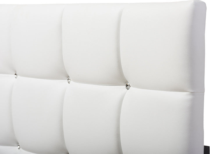 Bordeaux Modern White Faux Leather Queen Size Headboard