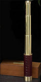 25x30 Brass/Leather-Sheathed Telescope With Wood Presentation Box