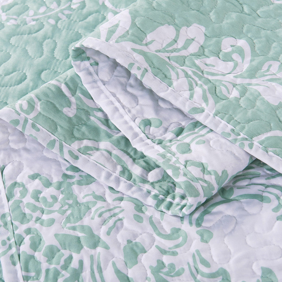 LA Boheme 5 Piece Printed Bed Spread Set, Teal Turquoise, Oversize King
