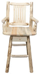 Montana Collection Captain's Barstool With Back and Swivel, Clear Lacquer Finish