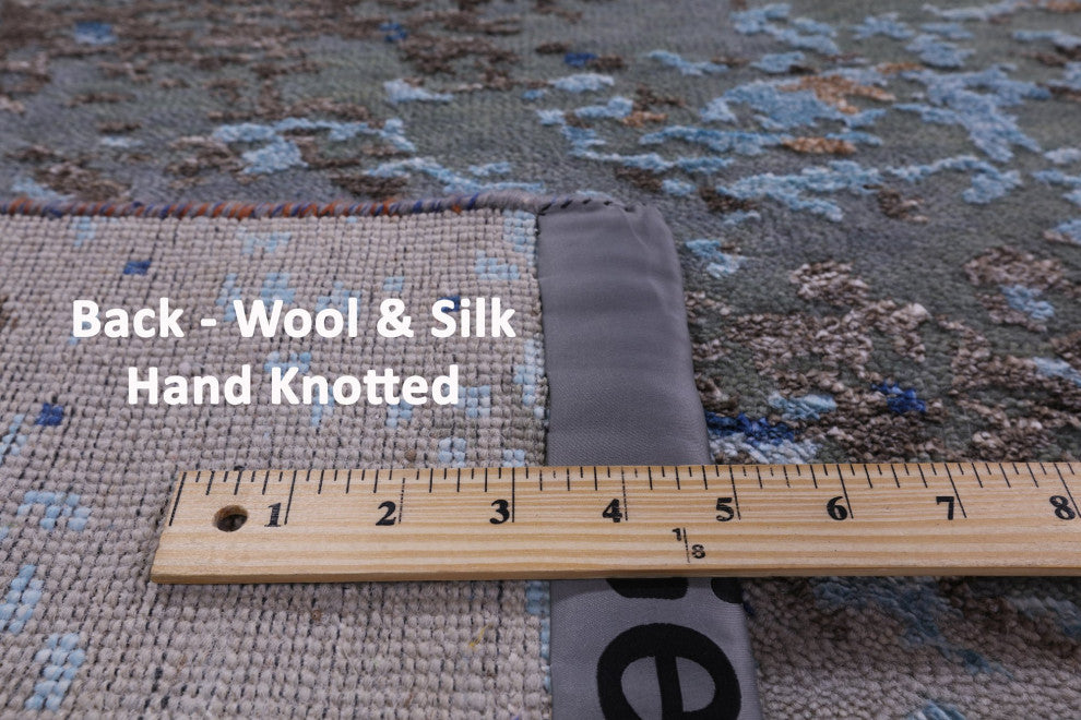 Handmade Wool and Silk Abstract Rug 9' 0" X 11' 10" Q8779