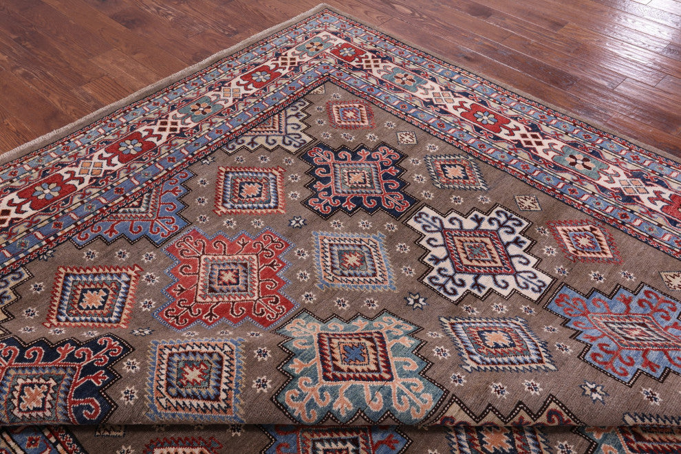 9' 1" X 12' 1" Handmade Super Kazak Wool Rug Q9505