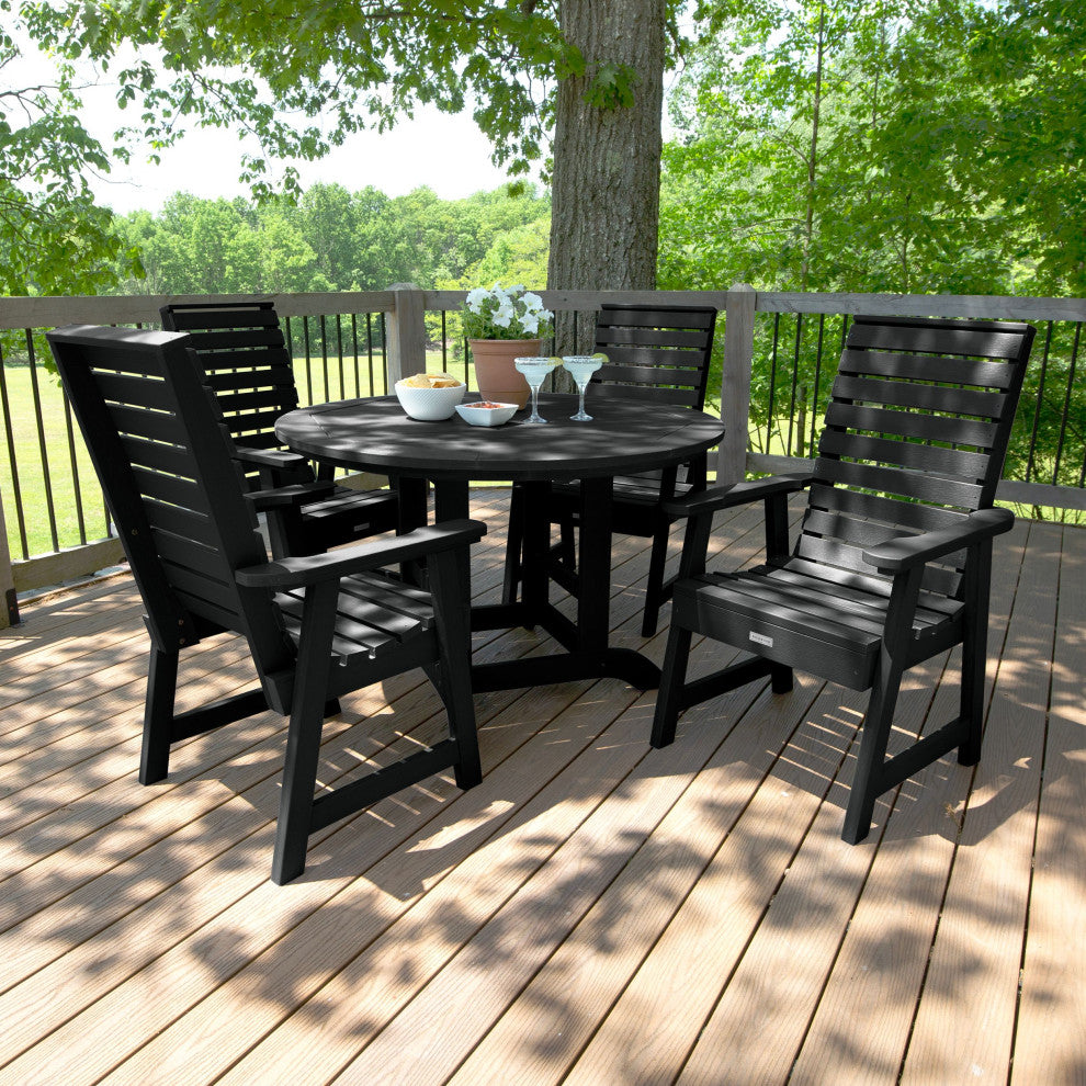 Weatherly 5-Piece Round Dining Set, Black