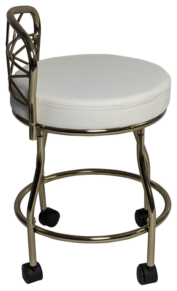 Diana X-Back Vanity Bench with Casters, Gold
