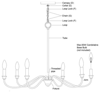 Annabelle 6-Light Farmhouse Chandelier Candelabra, Matte Black/Brushed Walnut