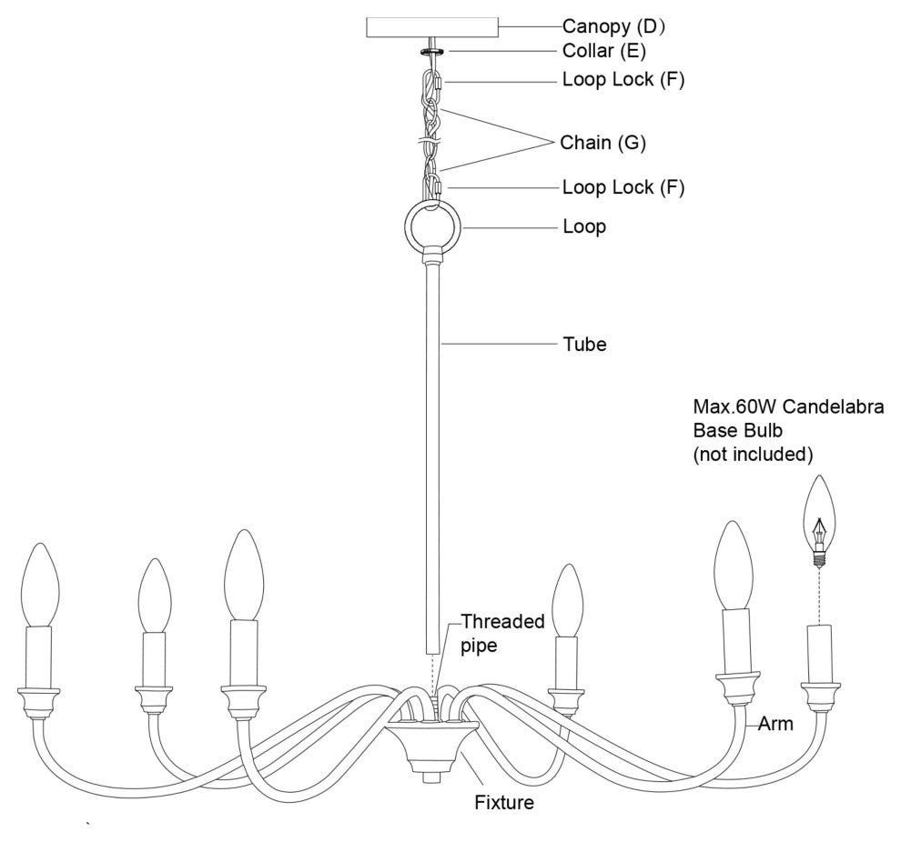 Annabelle 6-Light Farmhouse Chandelier Candelabra, Matte Black/Brushed Walnut