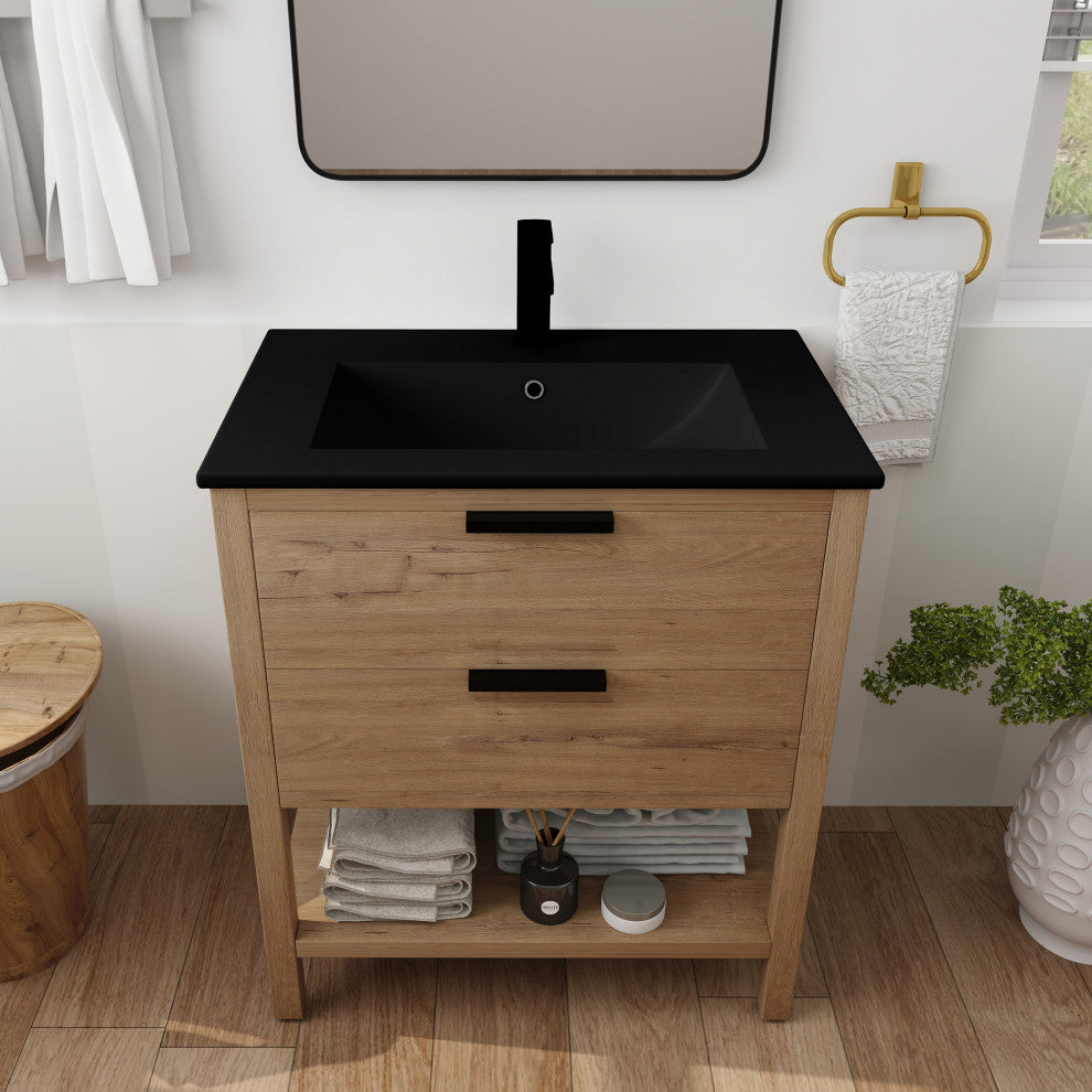 Plywood Freestanding Bath Vanity Set, Integrated Sink