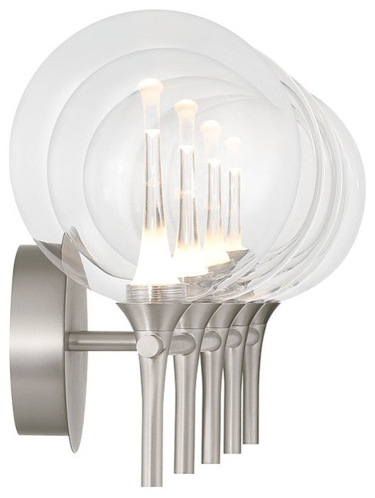 Iissa, Vanity, 5Lt, Satin Nickel, Clear Glass