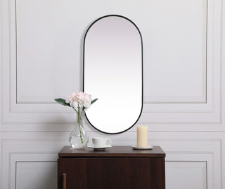 Home Living Metal Frame Oval Mirror 24x48 Inch, Black