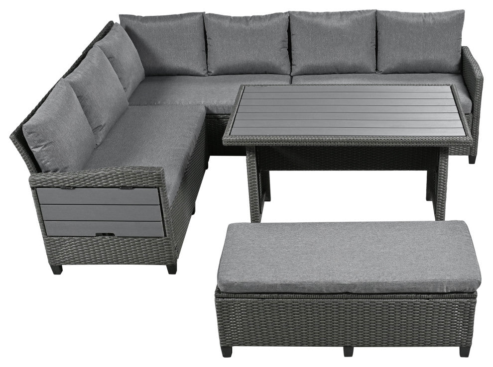 5-Piece Outdoor Wicker Patio Sofa Set, Grey