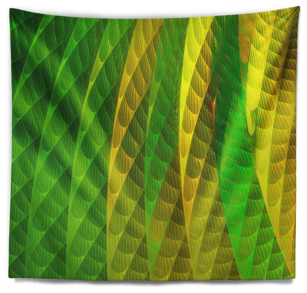 Layered Green Psychedelic Design Abstract Wall Tapestry, 92"x78"