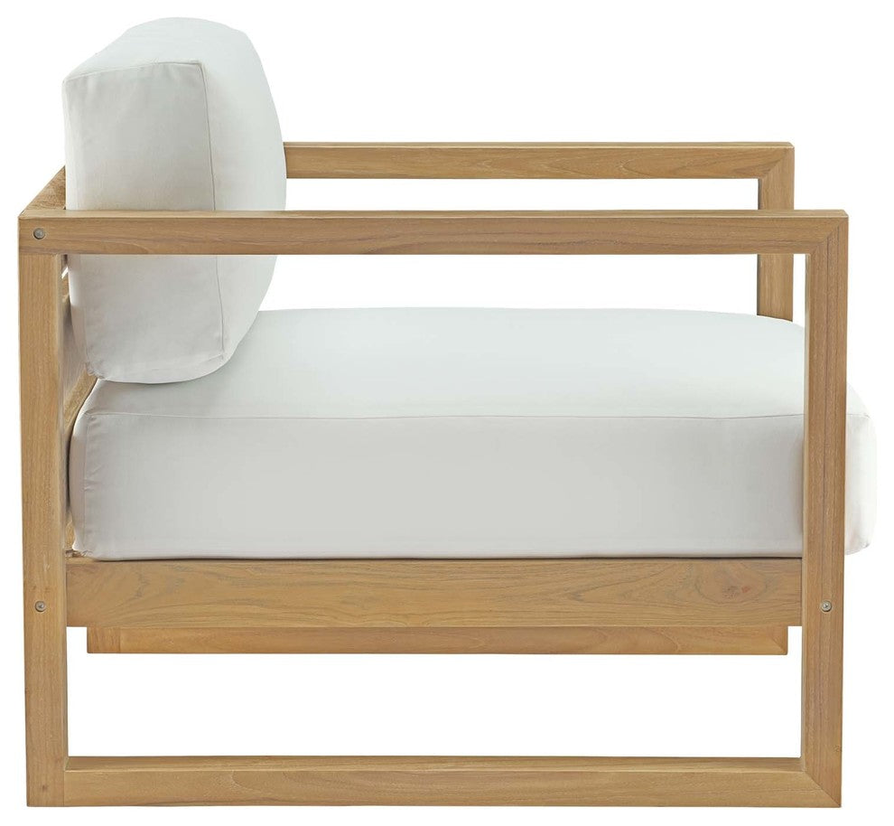 Natural White Upland Outdoor Patio Teak Armchair