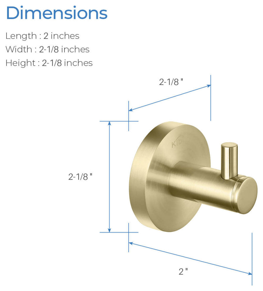 Circular Bathroom Robe Hook KBA1401, Brush Gold