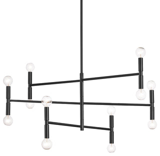 12 Light Incandescent Matte Black Chandelier