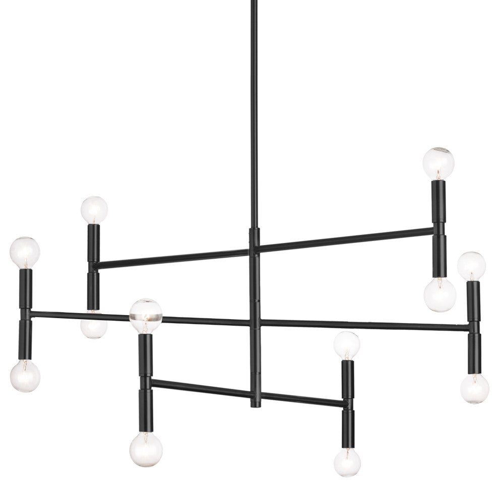 12 Light Incandescent Matte Black Chandelier