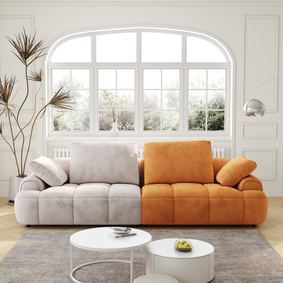 86" Large-Sized Modern Sofa with High-End Suede Fabric