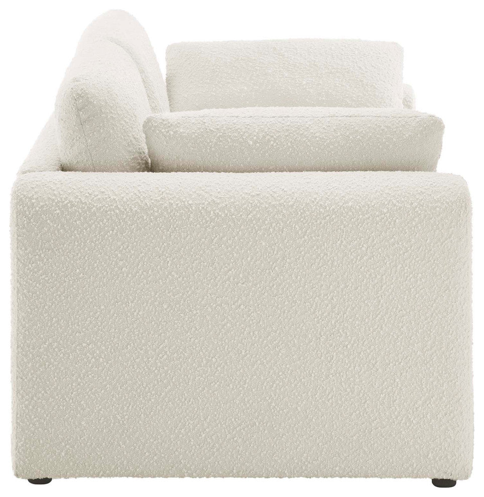 Waverly Boucle Fabric Sofa, Ivory