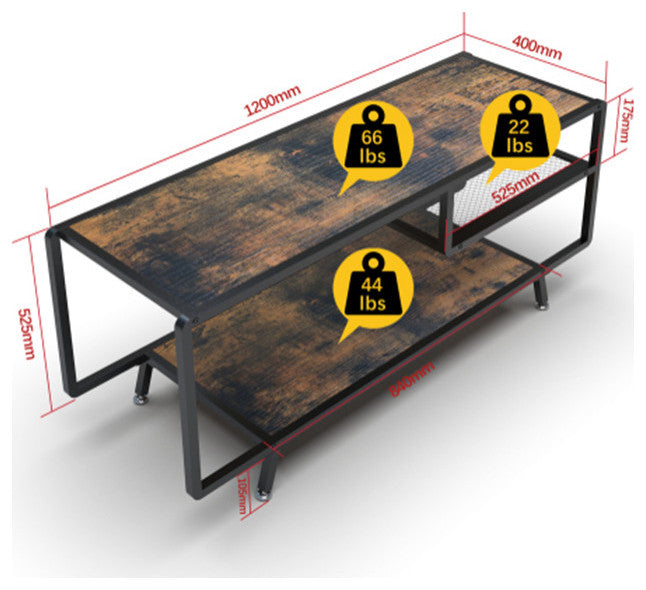 Modern Entertainment Center wood Media Console Table with Open Shelving