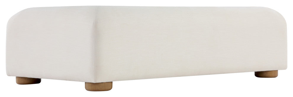 Diana Linen Textured Fabric Upholstered Coffee Table, Natural