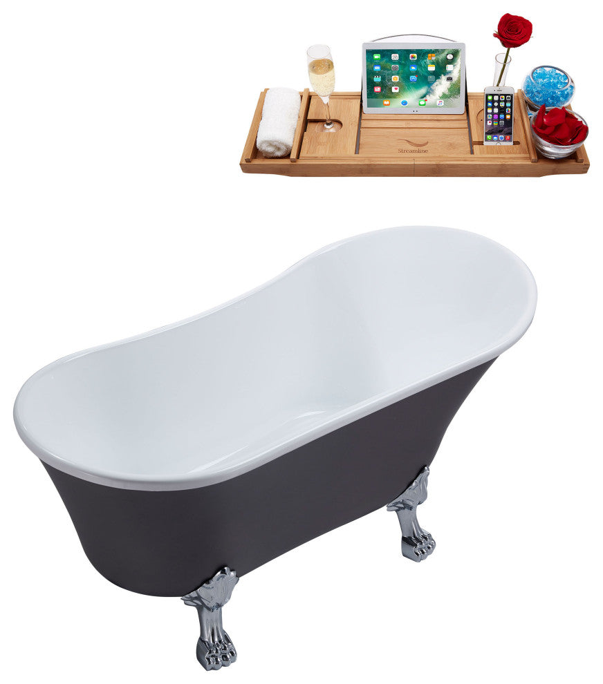 55" Streamline N359CH-IN-CH Clawfoot Tub and Tray With Internal Drain