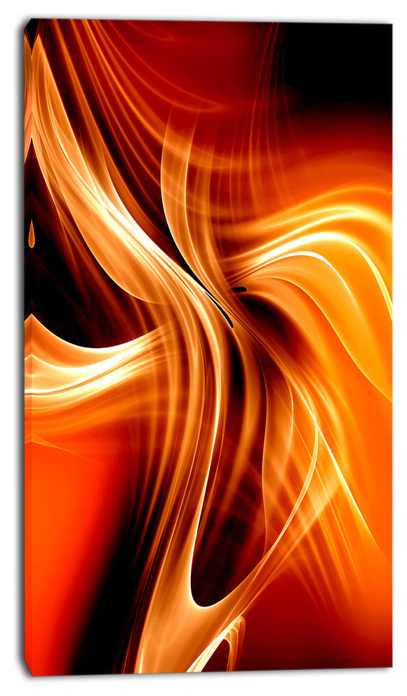 Orange Abstract Warm Fractal Design, Abstract Wall Art Canvas, 16"x32"