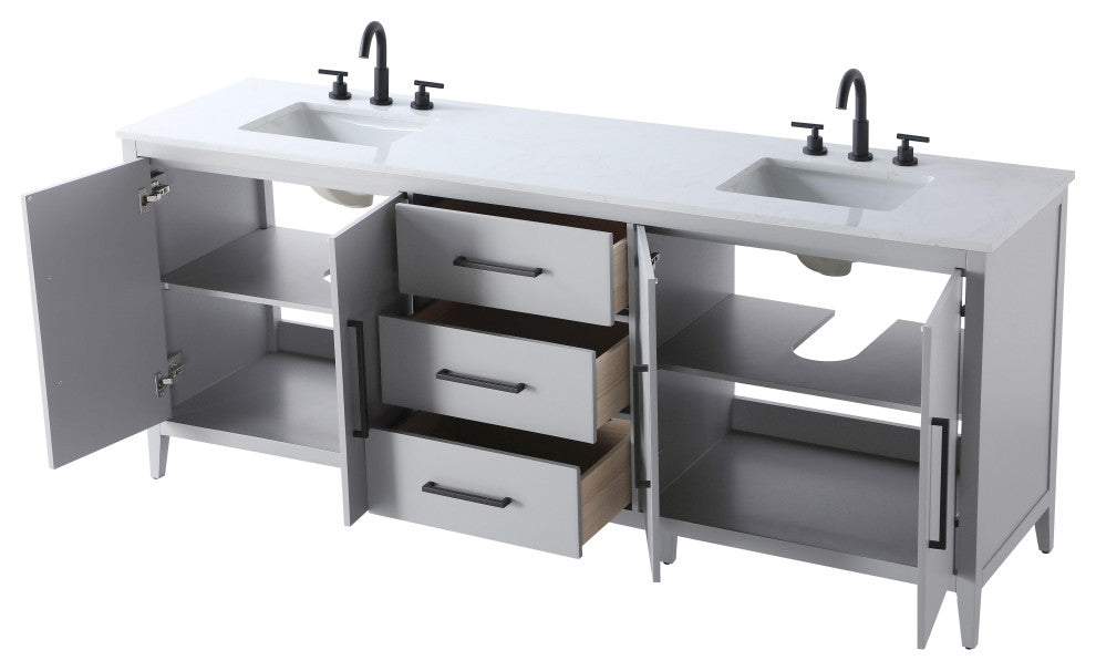 Home Living 84" Double Bathroom Vanity, Grey