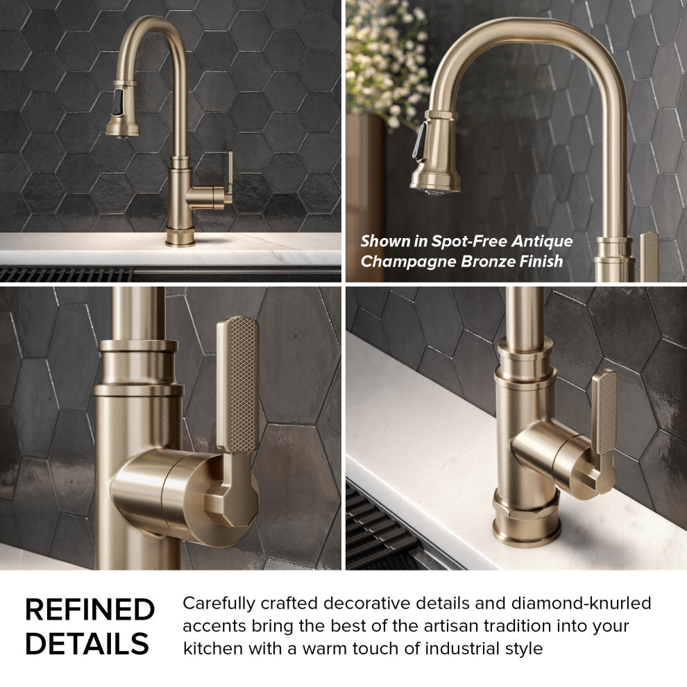 Sellette Pull-Down Kitchen Faucet, Spot Free Antique Champagne Bronze