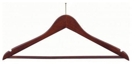 Wooden Anti-Theft Security Suit Hanger, Walnut/Brass Finish, Box of 50