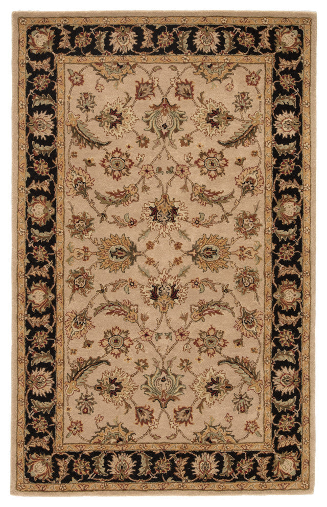 Jaipur Living Selene Handmade Floral Beige/Black Area Rug, 10'x14'