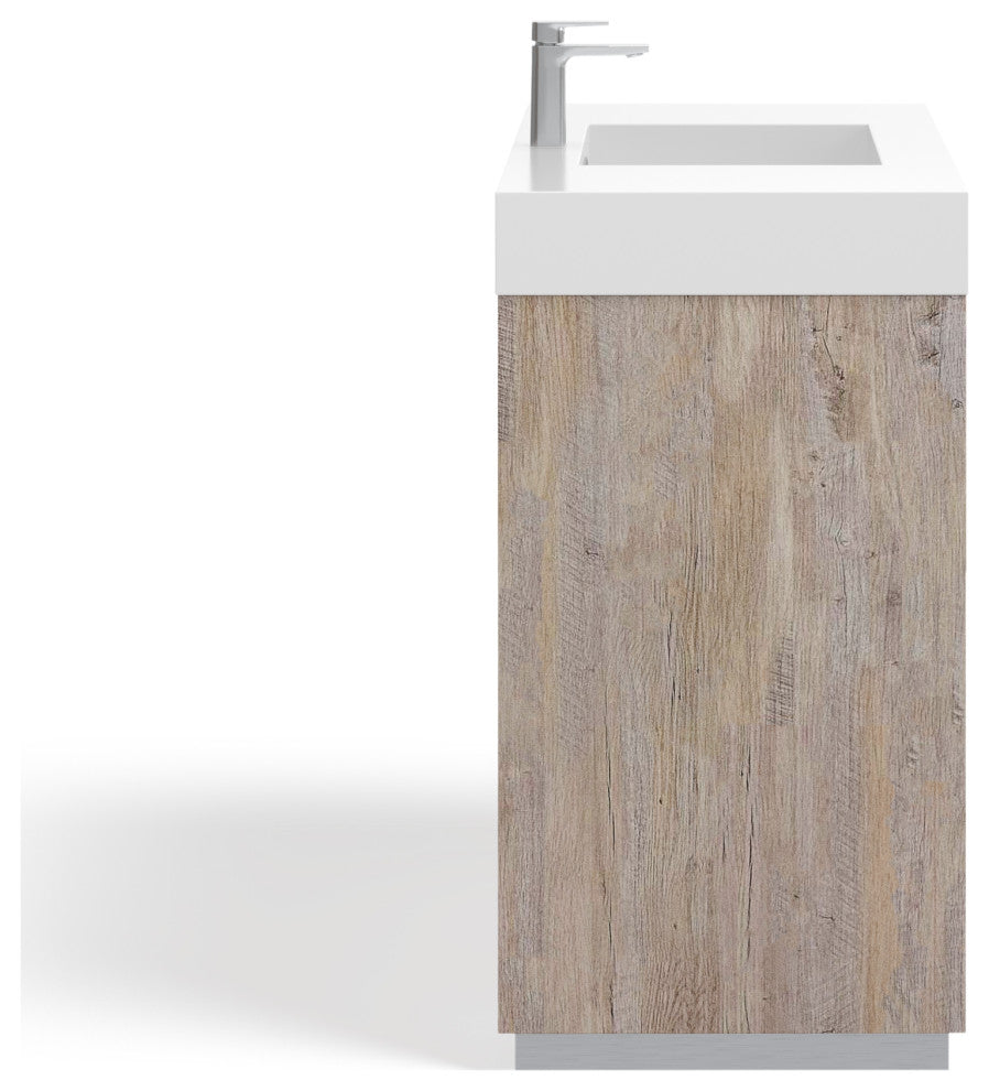 Boutique Bath Vanity, Natural Wood, 40", Single Sink, Freestanding