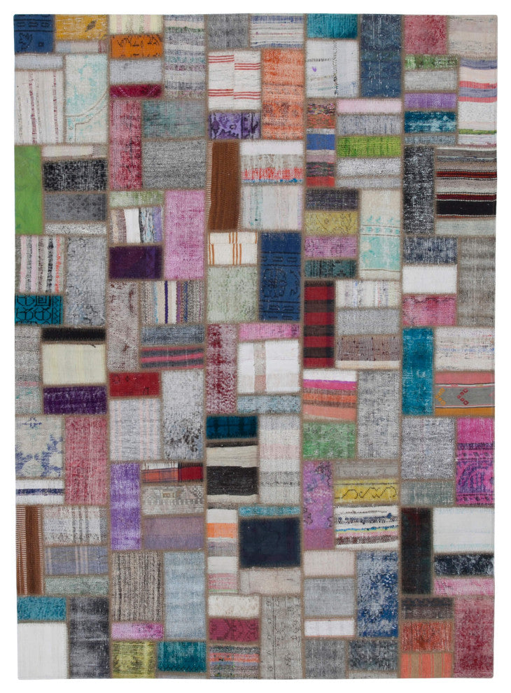Rug N Carpet - Handmade Oriental 7' 0'' x 9' 7'' Unique Patchwork Kilim Rug