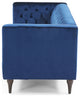 Admiral Contemporary Tufted 3-Seater Sofa, Midnight Blue/Espresso/Gold, Midnight Blue/Espresso/Gold