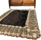 Brown Shag Faux Fur Area Rug - Brown Ribbed Fox Border Handmade Fur Accents USA