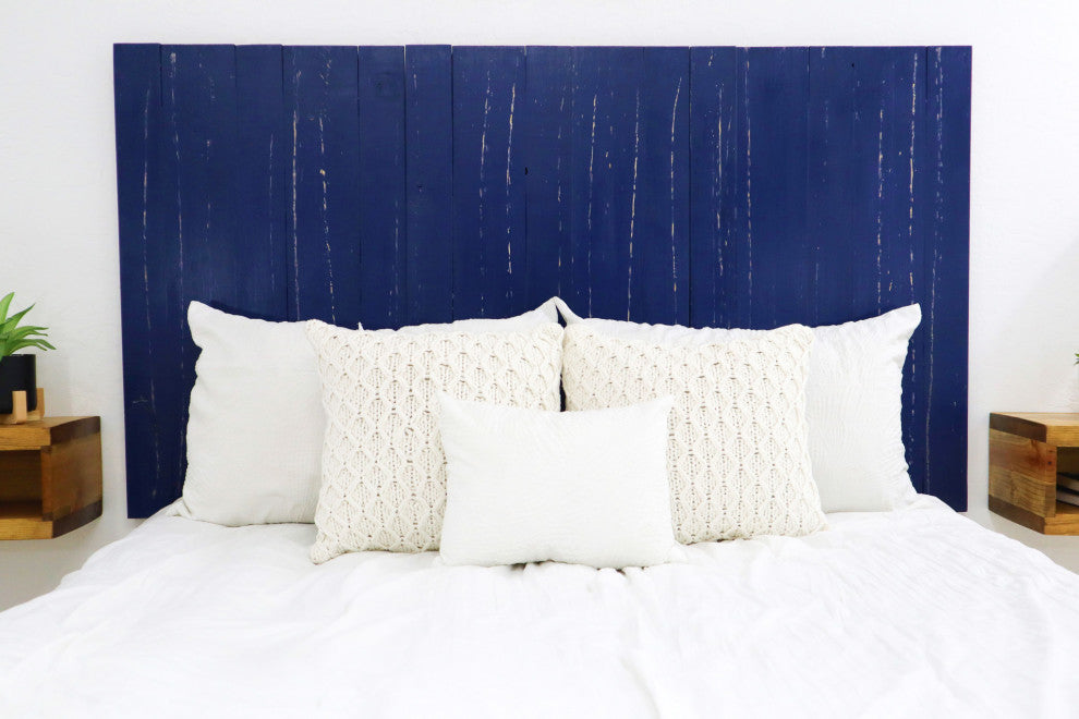 Handcrafted Headboard, Leaner Style, Navy Blue, Twin