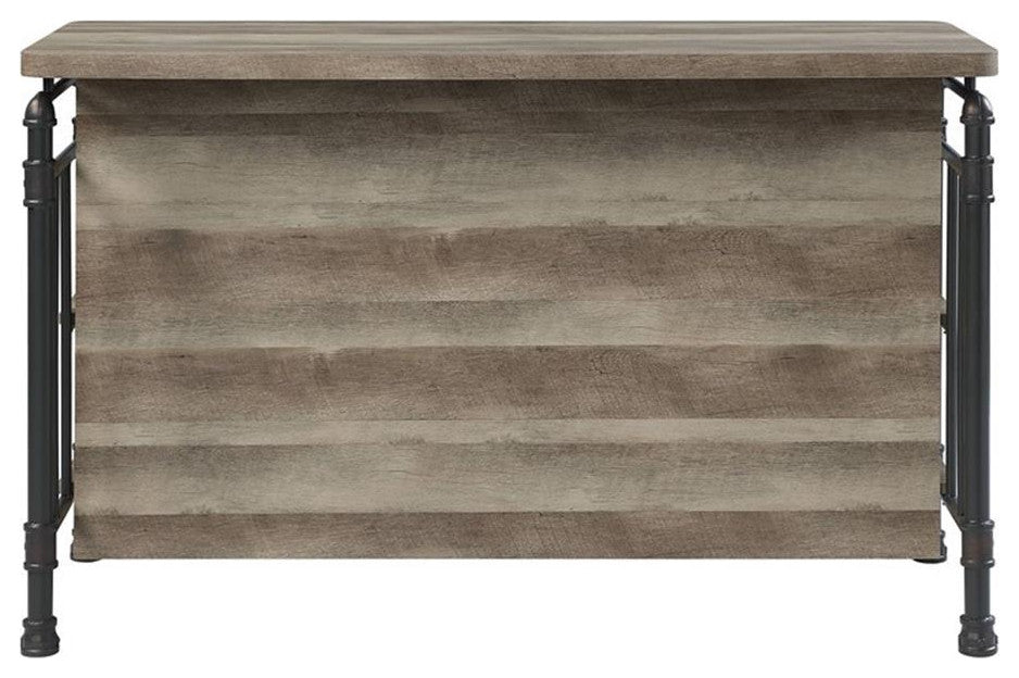 ACME Edina Wooden 5 Shelves Kitchen Island in Antique Oak and Sandy Gray