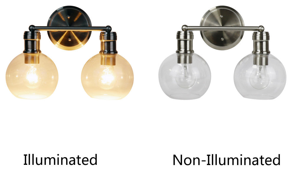 Oxa Transitional Brushed Nickel 2 Light Vanity Bath Light 14" Wide