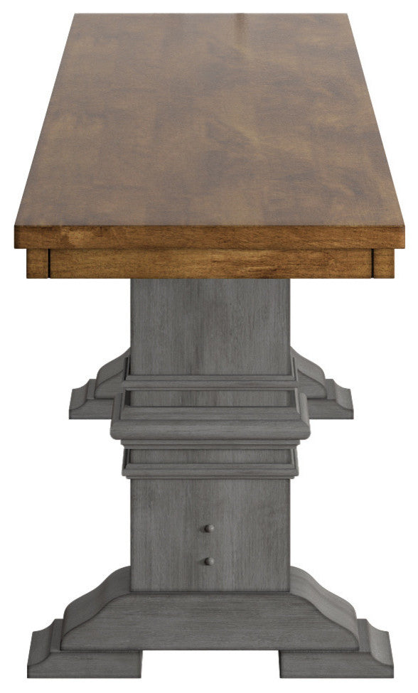 Arbor Hill Two-Tone Trestle Base Dining Bench, Antique Grey