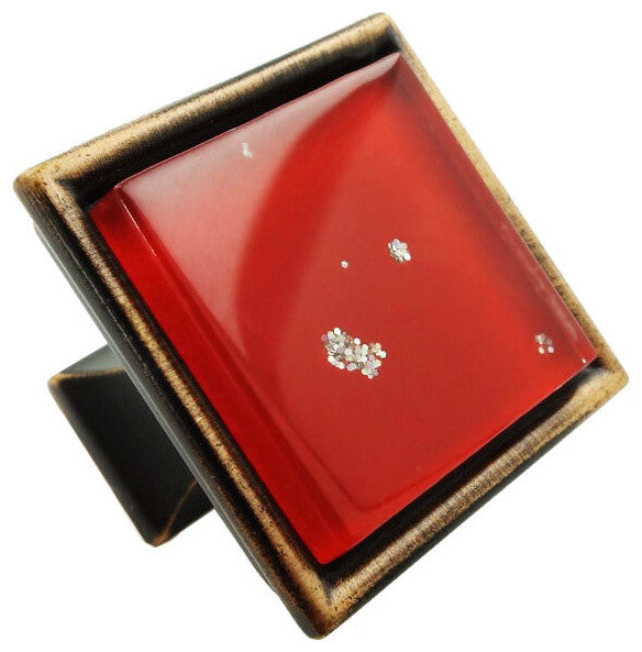 Red Iridescent Nova Crystal Glass Oil Rubbed Bronze Madison Classic Knob