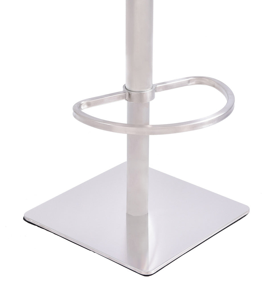 Adjustable Gray Fabric Walnut and Stainless Swivel Bar Stool