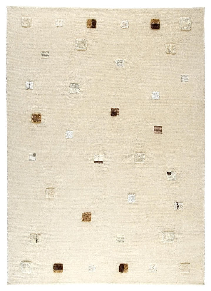 Hand Knotted White Wool Area Rug