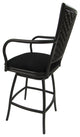 Outdoor Patio Swivel Armless Counter Stool, Erin, Black Linen, Brown, 26"