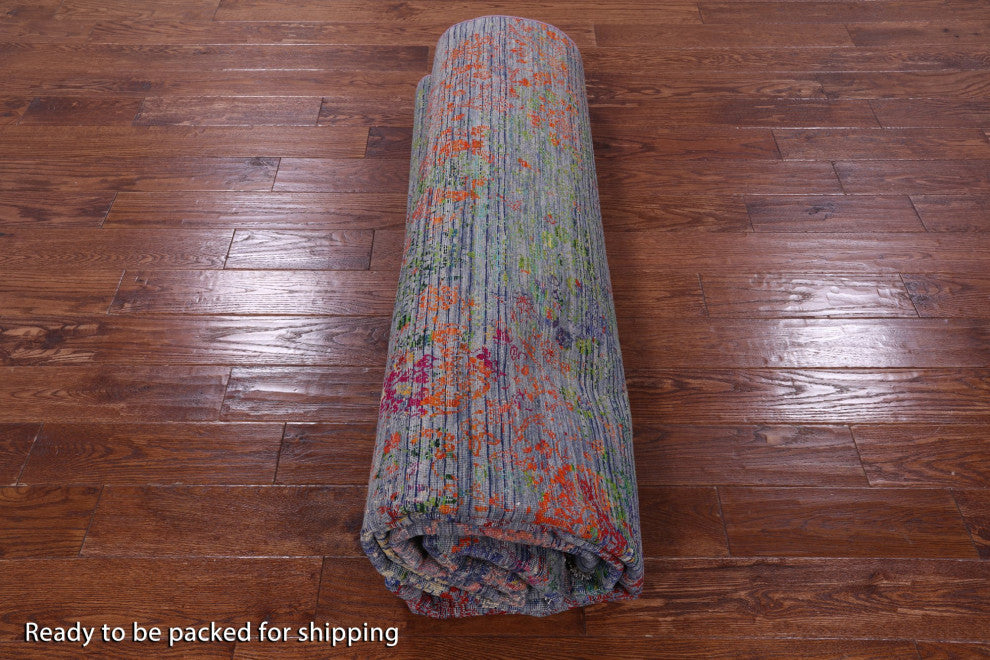 Handmade Modern Wool and Silk Rug 8' 10" X 12' 4" Q11861