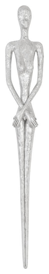 Skinny Female Wall Art, Resin, Silver Leaf