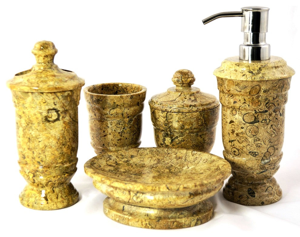 Fossil Stone 5-Piece Unique Bathroom Accessory Set of Tasmanian Collection