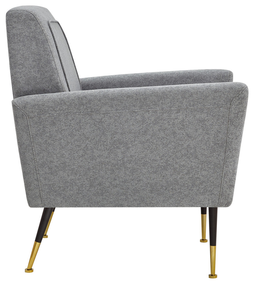 Inspired Home Holt Accent Chair Velvet/Linen 30Lx32Wx36H, Light Gray